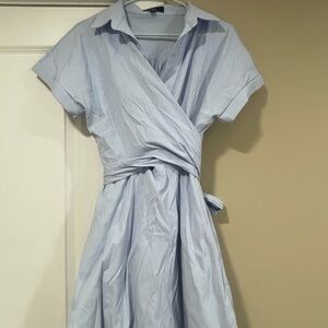 Lulu's Soft Blue Midi Wrap Dress